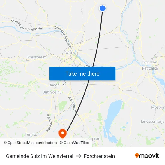 Gemeinde Sulz Im Weinviertel to Forchtenstein map