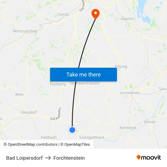 Bad Loipersdorf to Forchtenstein map