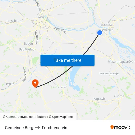 Gemeinde Berg to Forchtenstein map