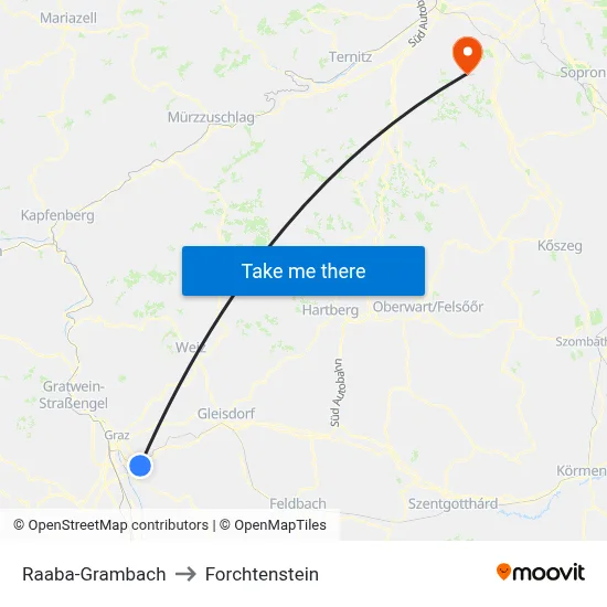 Raaba-Grambach to Forchtenstein map