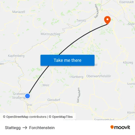 Stattegg to Forchtenstein map