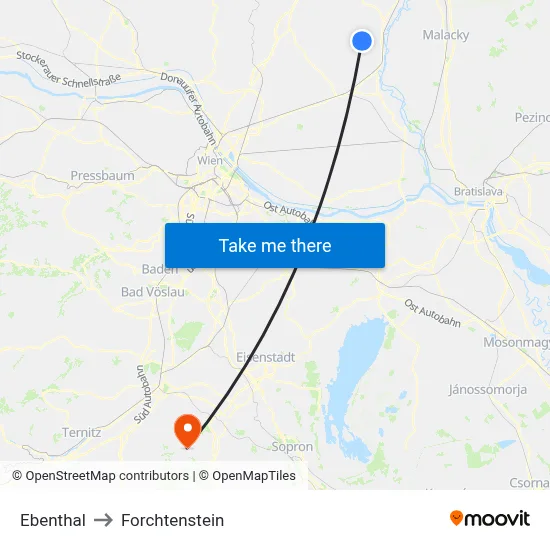 Ebenthal to Forchtenstein map
