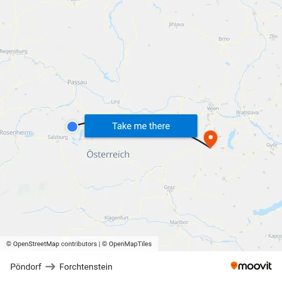 Pöndorf to Forchtenstein map