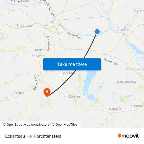 Eckartsau to Forchtenstein map