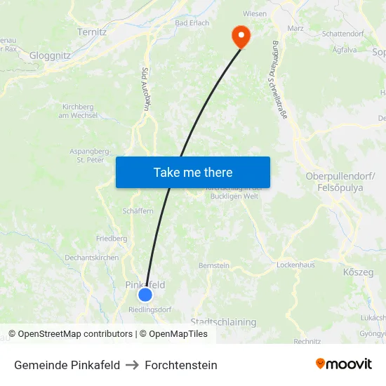 Gemeinde Pinkafeld to Forchtenstein map