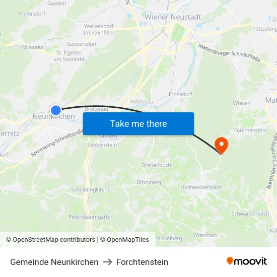 Gemeinde Neunkirchen to Forchtenstein map