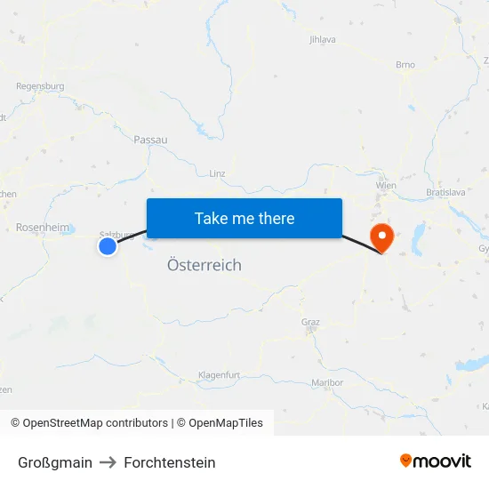 Großgmain to Forchtenstein map