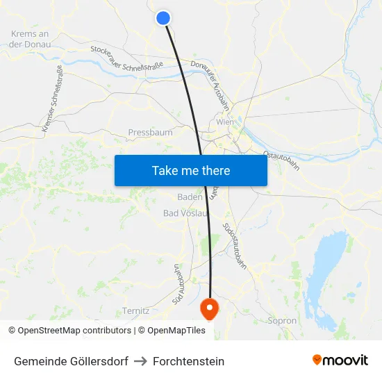 Gemeinde Göllersdorf to Forchtenstein map