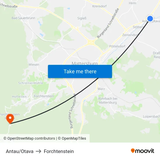 Antau/Otava to Forchtenstein map
