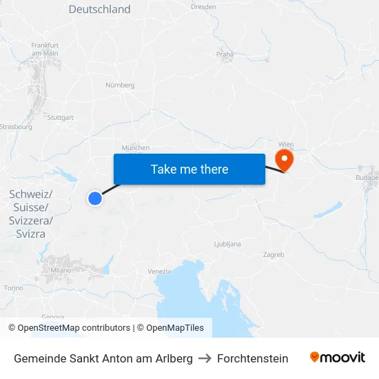 Gemeinde Sankt Anton am Arlberg to Forchtenstein map