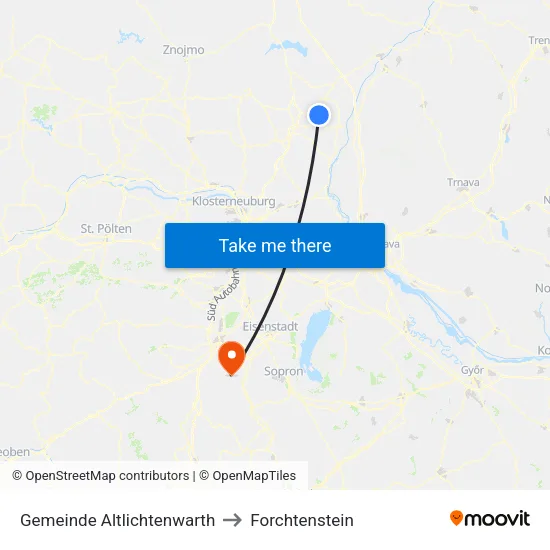 Gemeinde Altlichtenwarth to Forchtenstein map