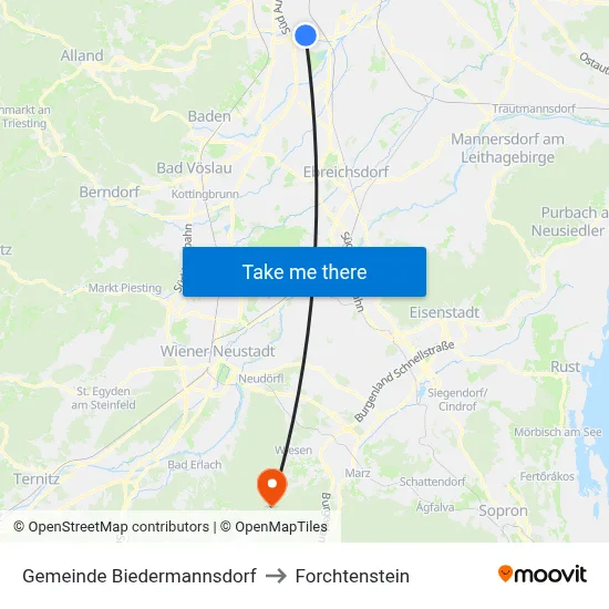 Gemeinde Biedermannsdorf to Forchtenstein map