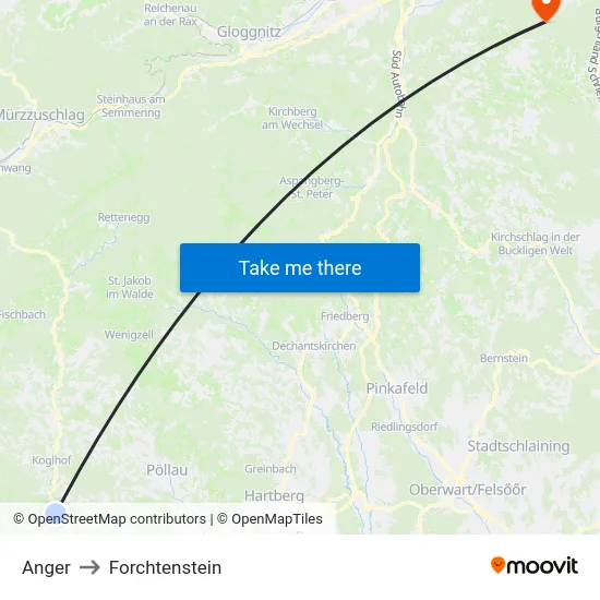 Anger to Forchtenstein map