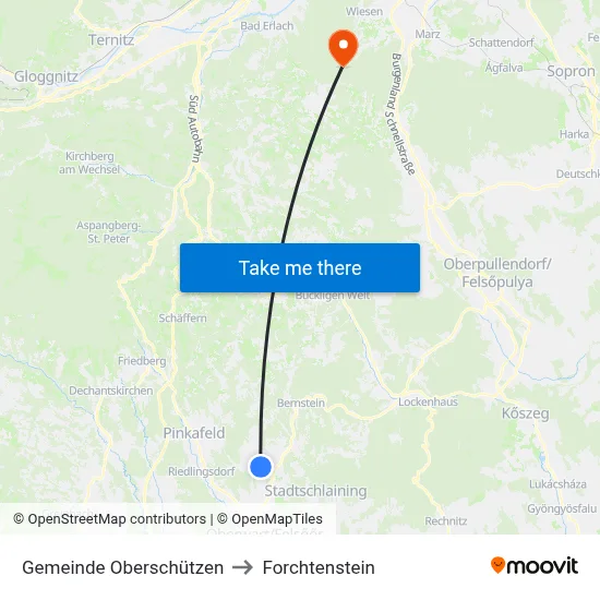 Gemeinde Oberschützen to Forchtenstein map
