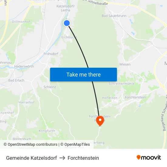 Gemeinde Katzelsdorf to Forchtenstein map