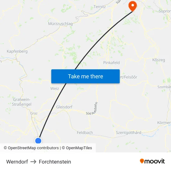 Werndorf to Forchtenstein map