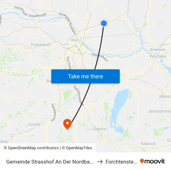 Gemeinde Strasshof An Der Nordbahn to Forchtenstein map
