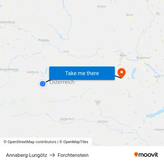 Annaberg-Lungötz to Forchtenstein map