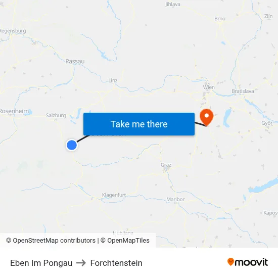 Eben Im Pongau to Forchtenstein map