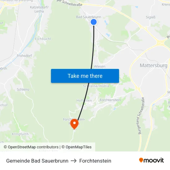 Gemeinde Bad Sauerbrunn to Forchtenstein map