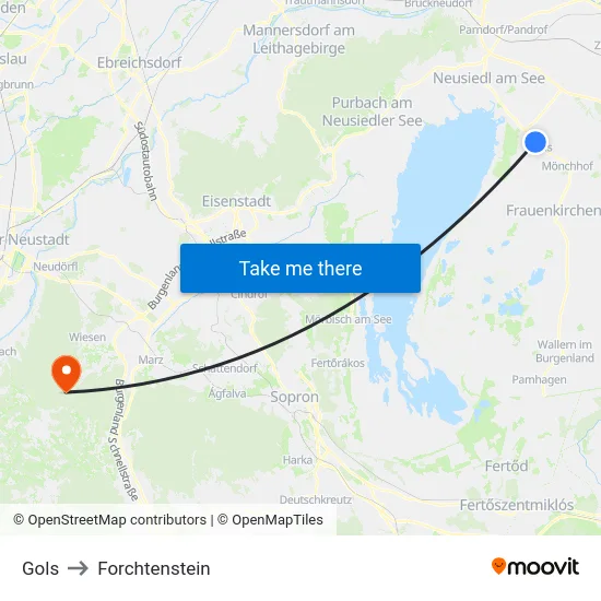 Gols to Forchtenstein map