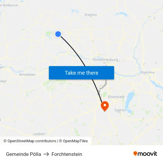 Gemeinde Pölla to Forchtenstein map