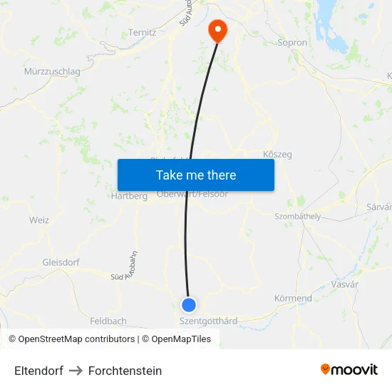 Eltendorf to Forchtenstein map