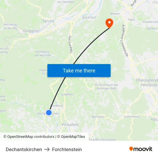 Dechantskirchen to Forchtenstein map