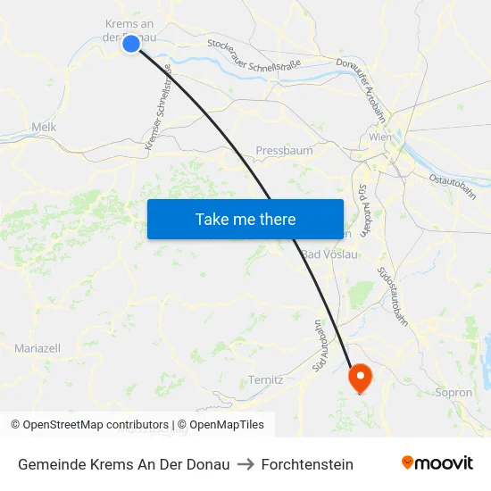 Gemeinde Krems An Der Donau to Forchtenstein map