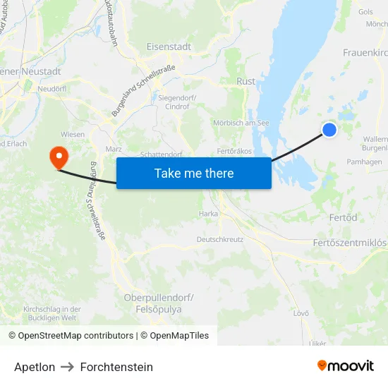 Apetlon to Forchtenstein map
