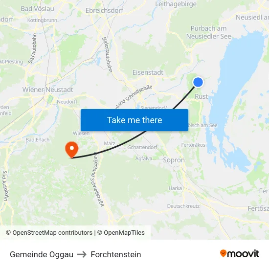 Gemeinde Oggau to Forchtenstein map