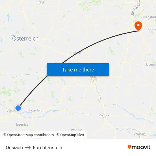 Ossiach to Forchtenstein map