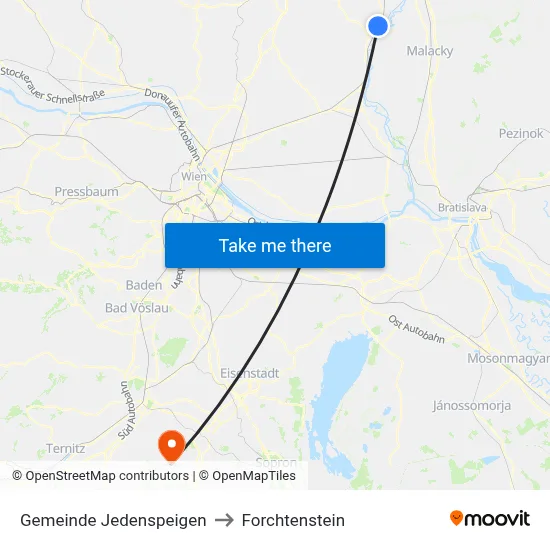 Gemeinde Jedenspeigen to Forchtenstein map
