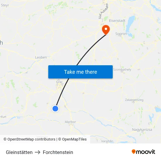 Gleinstätten to Forchtenstein map