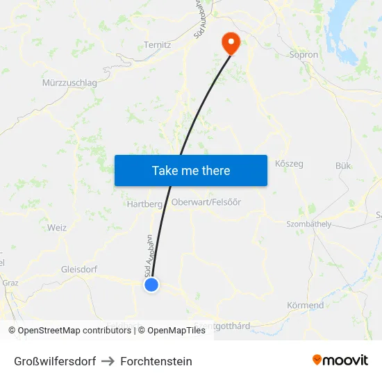 Großwilfersdorf to Forchtenstein map