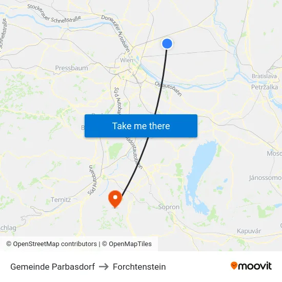 Gemeinde Parbasdorf to Forchtenstein map