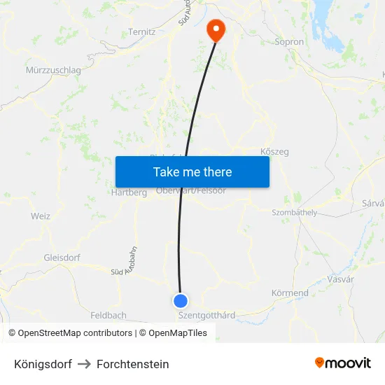 Königsdorf to Forchtenstein map