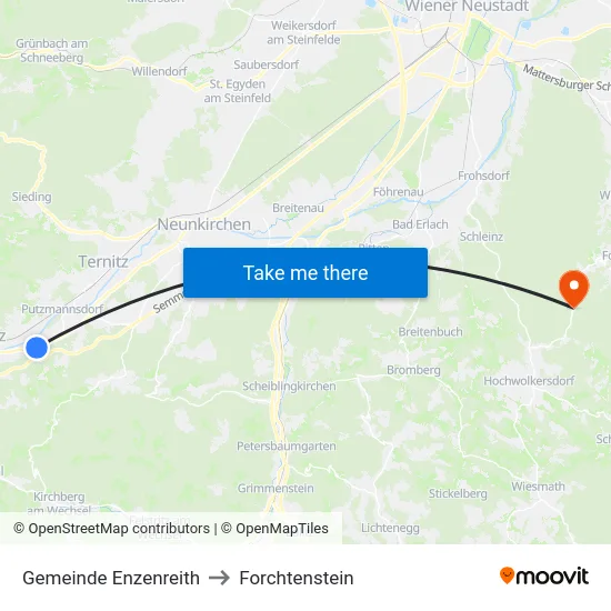 Gemeinde Enzenreith to Forchtenstein map