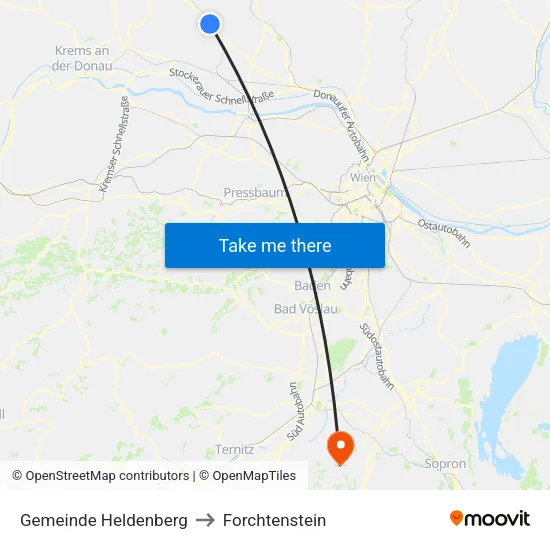 Gemeinde Heldenberg to Forchtenstein map