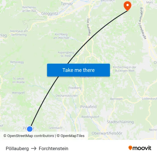Pöllauberg to Forchtenstein map