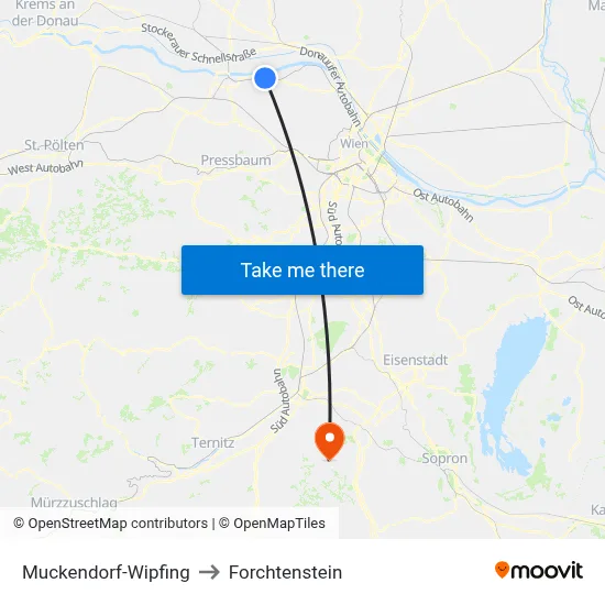 Muckendorf-Wipfing to Forchtenstein map