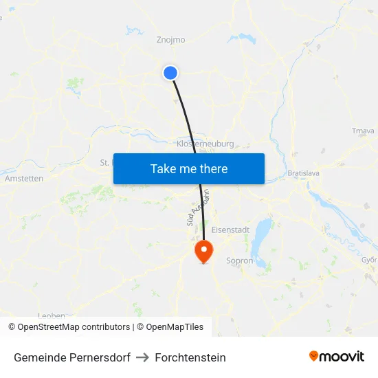 Gemeinde Pernersdorf to Forchtenstein map