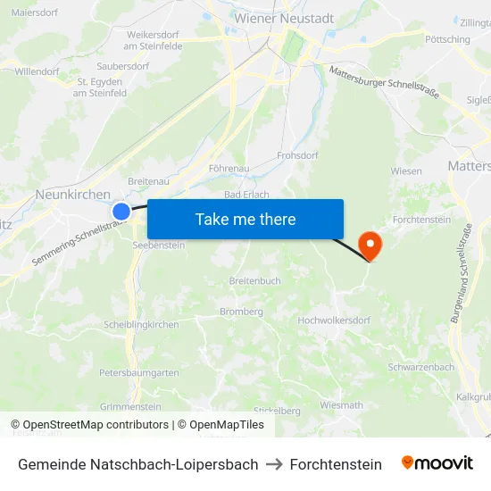 Gemeinde Natschbach-Loipersbach to Forchtenstein map
