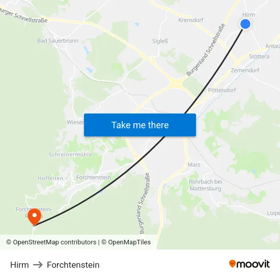 Hirm to Forchtenstein map