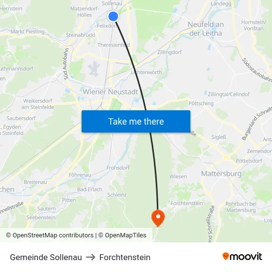 Gemeinde Sollenau to Forchtenstein map