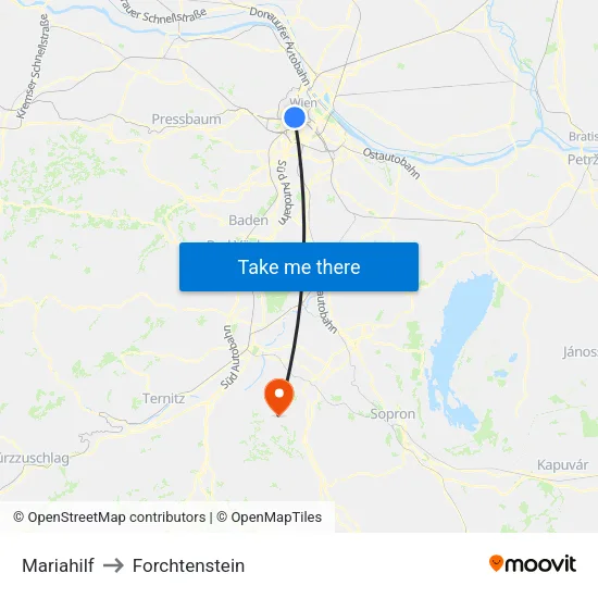 Mariahilf to Forchtenstein map
