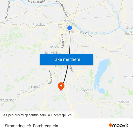 Simmering to Forchtenstein map