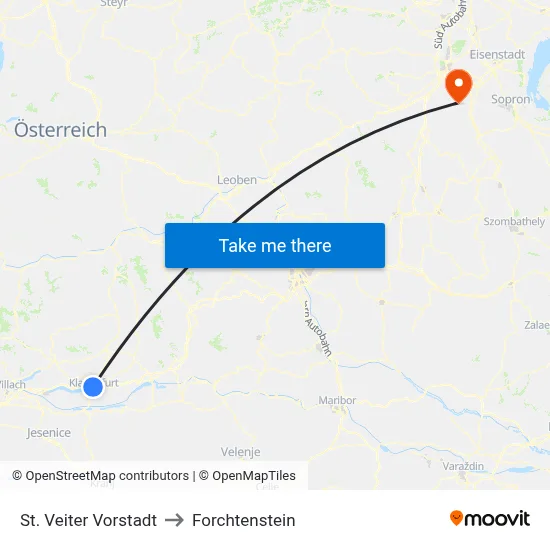 St. Veiter Vorstadt to Forchtenstein map