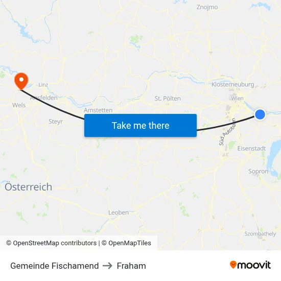 Gemeinde Fischamend to Fraham map