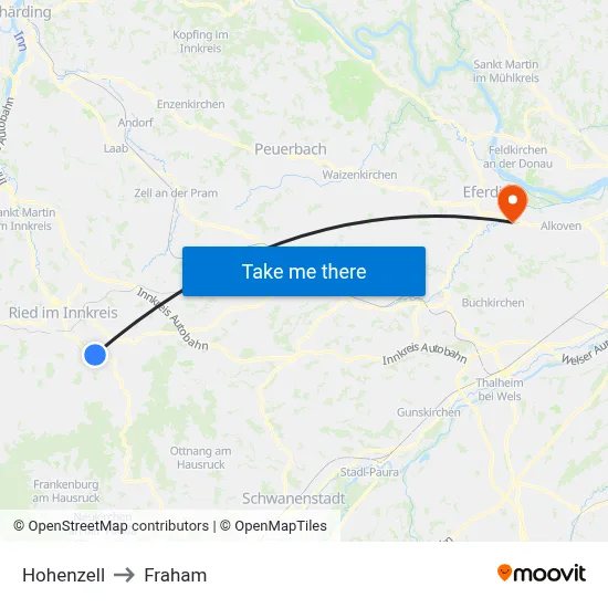 Hohenzell to Fraham map